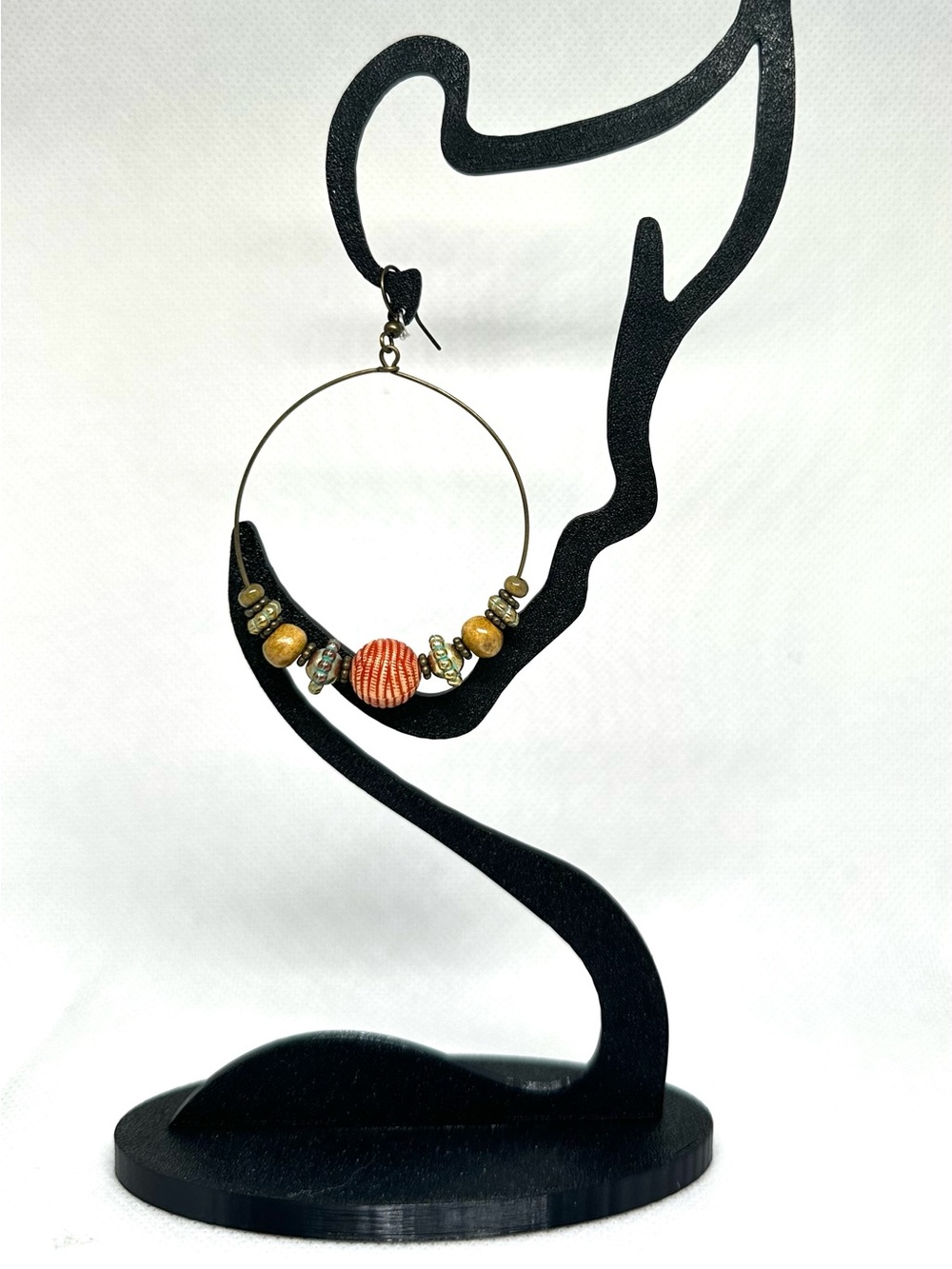 Handcrafted Orange Bead Hoop Earring - Women Jewelry